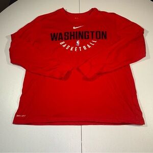 Washington Wizards Nike NBA Red Dri-Fit Long Sleeve Shirt Mens Size Small